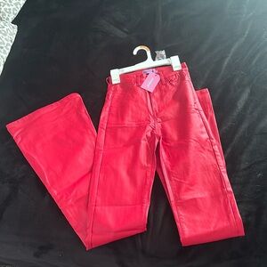 edikted leather flare jeans